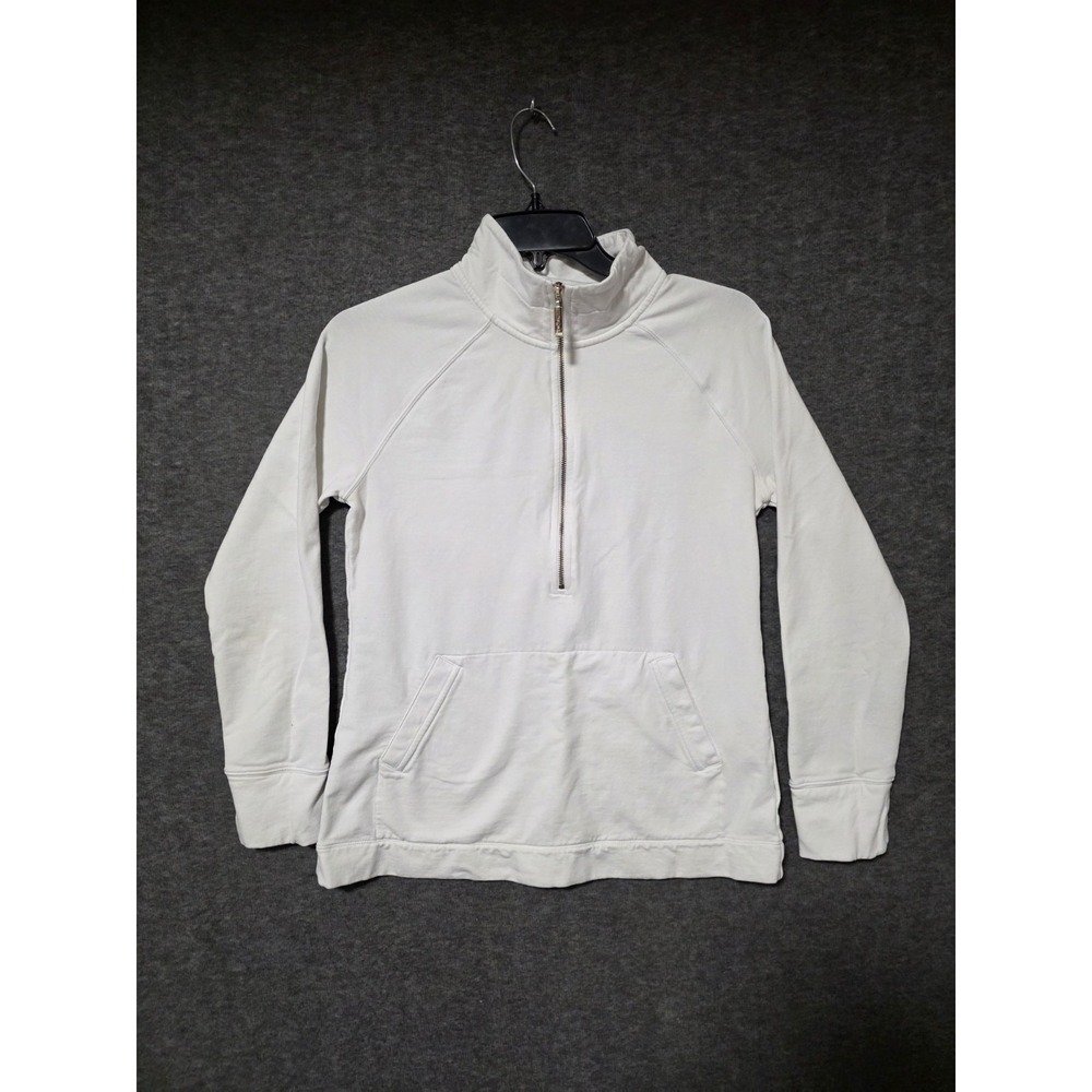 Lilly Pulitzer Small Skipper Popover Solid White Pullover Half Zip Style 26470